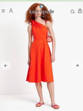 kate spade One-Shoulder Bright Orange Fit-and-Flare Dress